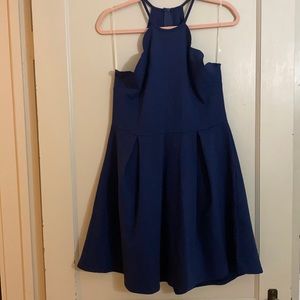 Charlotte Russe Scalloped Top Dress, Size L, Navy